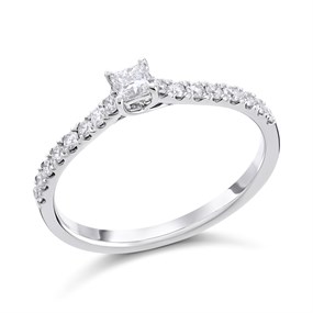 Platinum Princess Cut Diamond Engagement Ring - 1/3ct - AGI Certificated - D08119
