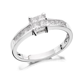 18ct White Gold Princess Cut Diamond Ring - 1/2ct - EXCLUSIVE - D1349