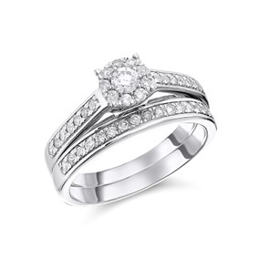 9ct White Gold Diamond Bridal Set - 1/2ct - D32143