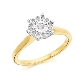 9ct Gold Diamond Ring - 10pts - D5004