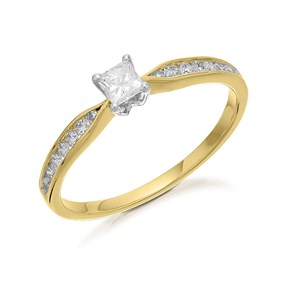 9ct Gold Princess Cut Diamond Ring - 1/3ct - AGI Certificated - D5130