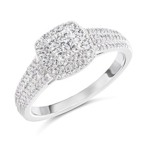9ct White Gold Diamond Cluster Band Ring - 33pts - D5255