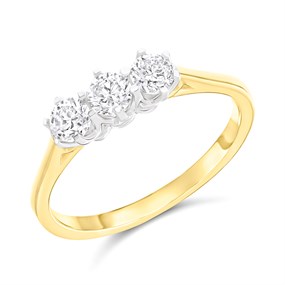 9ct Gold Diamond Trilogy Ring  - 1/2ct - D5931