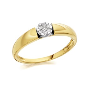 9ct Gold Diamond Daisy Cluster Band Ring - 9pts - EXCLUSIVE - D6055