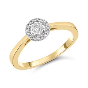 9ct Gold Diamond Halo Cluster Ring - 14pts - D6077