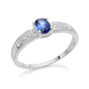9ct White Gold Sapphire And Diamond Band Ring - 5pts - EXCLUSIVE - D63127