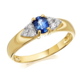 9ct Gold Sapphire And Diamond Ring - 12pts - D6420