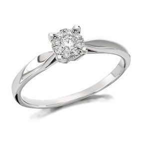 9ct White Gold Diamond Starburst Ring - 12pts - EXCLUSIVE - D6605
