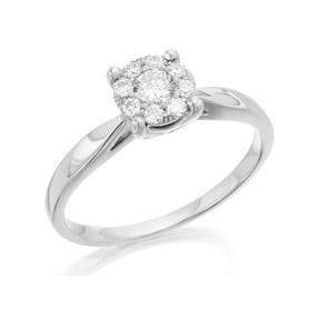 9ct White Gold Diamond Starburst Ring - 1/4ct - EXCLUSIVE - D6606