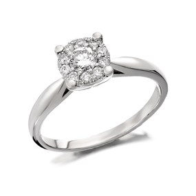 9ct White Gold Diamond Starburst Ring - 1/3ct - EXCLUSIVE - D6607