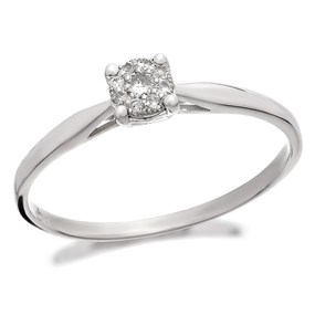 9ct White Gold Diamond Starburst Ring - 8pts - D6679