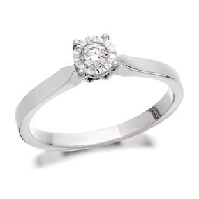 9ct White Gold Diamond Ring - 10pts - D6682