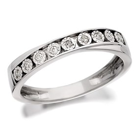 9ct White Gold Diamond Crossover Half Eternity Ring - 6pts - D6683