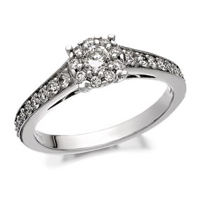 9ct White Gold Diamond Cluster Ring - 1/2ct - D6697