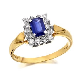 9ct Gold Diamond And Sapphire Cluster Ring - 1/4ct - D6702