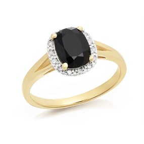 9ct Gold Oval Sapphire And Diamond Cluster Ring - 7pts - EXCLUSIVE - D6708