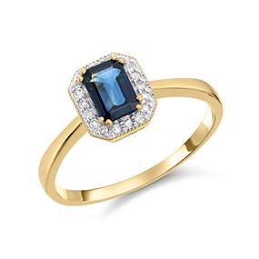 9ct Gold Sapphire And Diamond Cluster Ring - D6714