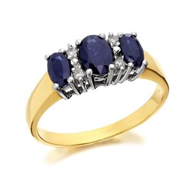 9ct Gold Diamond And Sapphire Ring - D6770