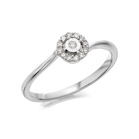 9ct White Gold Diamond Twist Halo Cluster Ring - 10pts - D68106