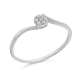 9ct White Gold Diamond Twist Cluster Ring - 4pts - D6843