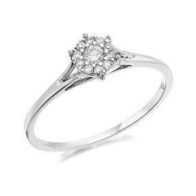 9ct White Gold Diamond Cluster Ring - 13pts - EXCLUSIVE - D6857