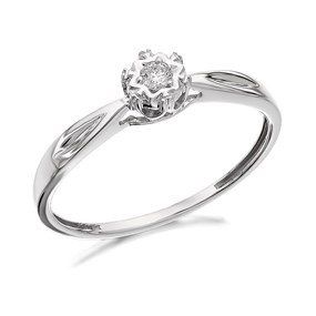 9ct White Gold Diamond Solitaire Ring - 5pts - D6875