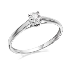 9ct White Gold Diamond Solitaire Ring - 5pts - D71102