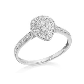 9ct White Gold Diamond Pear Cluster Ring - 20pts - D71131