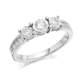9ct White Gold Diamond Trilogy Ring - 1/2ct - D71134