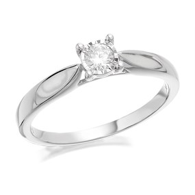 9ct White Gold Diamond Solitaire Ring - 15pts - D71137