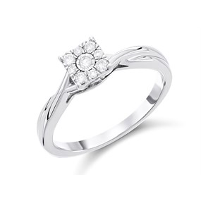 9ct White Gold Diamond Cluster Ring - 15pts - D71169