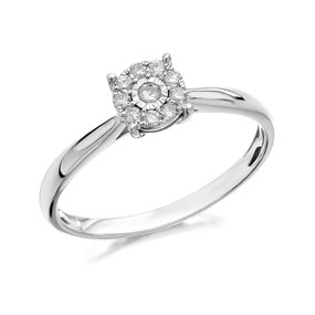 9ct White Gold Diamond Cluster Ring - 15pts - D7150