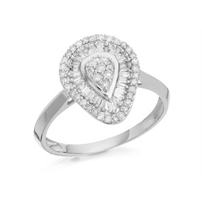 9ct White Gold Diamond Pear Cluster Ring - 1/3ct - D72122