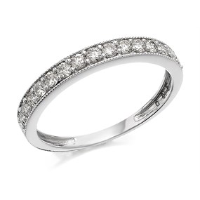 9ct White Gold Beaded Edge Diamond Half Eternity Ring - 40pts - D7275