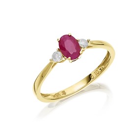 9ct Gold Ruby And Diamond Trilogy Ring - 10pts - D7319
