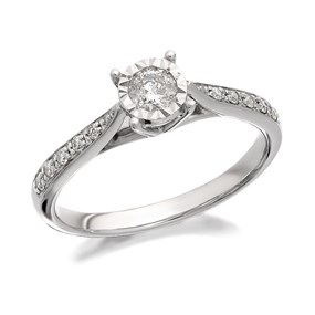 9ct White Gold Diamond Ring - 1/4ct - D7718