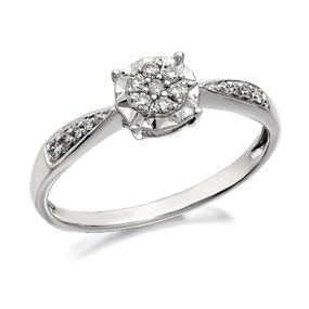 9ct White Gold Diamond Cluster Ring - 15pts - D7730