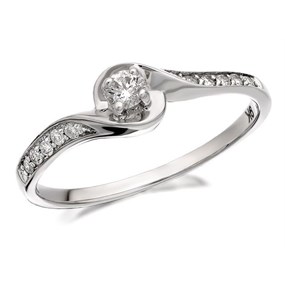 9ct White Gold Diamond Twist Ring - 20pts - D7732