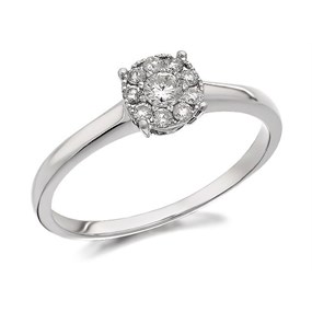 9ct White Gold Diamond Starburst Ring - 1/4ct - D7735