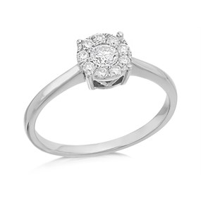 9ct White Gold Diamond Starburst Ring - 1/3ct - D7736