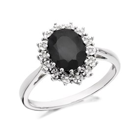 9ct White Gold Sapphire And Diamond Cluster Ring - D7751