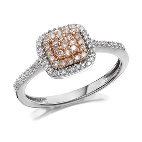 One In A Million 9ct Two Colour Gold Pink Diamond Cluster Ring - 1/4ct - D7805