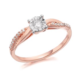 9ct Rose Gold Diamond Ring - 17pts - D7812