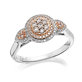 One In A Million 9ct Two Colour Gold Pink Diamond Cluster Ring - 35pts - D7867