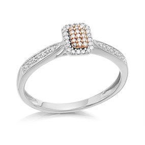 One In A Million 9ct Two Colour Gold Pink Diamond Cluster Ring - 10pts - D7879