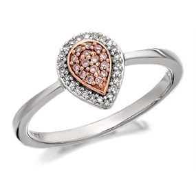 One In A Million 9ct Two Colour Gold Pink Diamond Pear Cluster Ring - 10pts - D7881