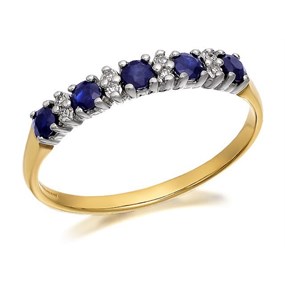 9ct Gold Diamond And Sapphire Ring - 8pts - D8893