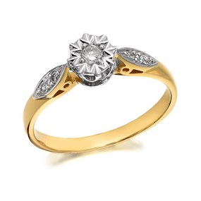 9ct Gold Diamond Ring - 10pts - D9164