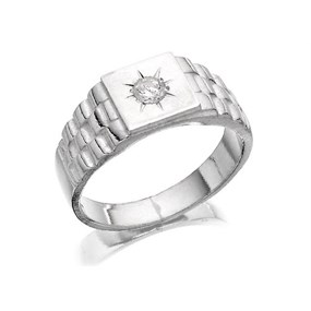 Silver Cubic Zirconia Signet Ring - F5104
