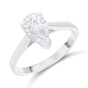 Platinum Diamond Solitaire Engagement Ring - 1.36ct - Certificated - H1371